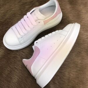 Alexander McQueen White and Pink Sneakers with Chunky Sole